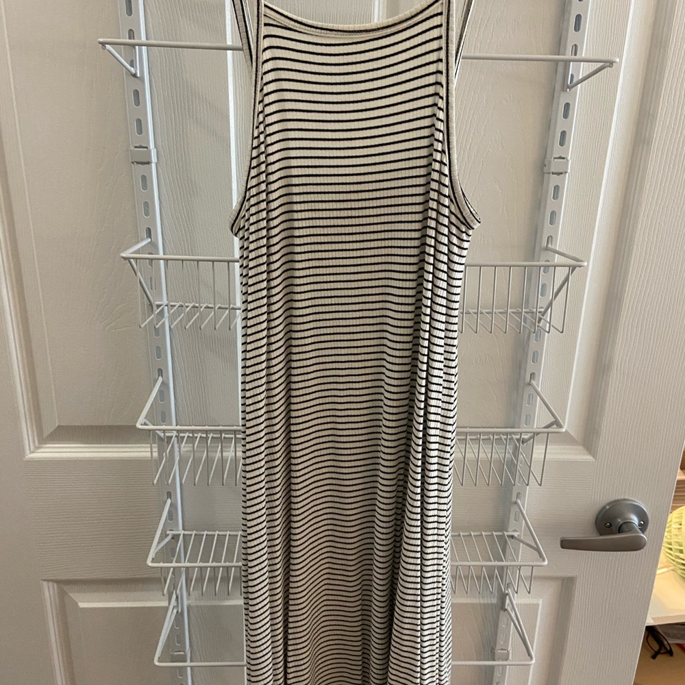 Black and white striped dress